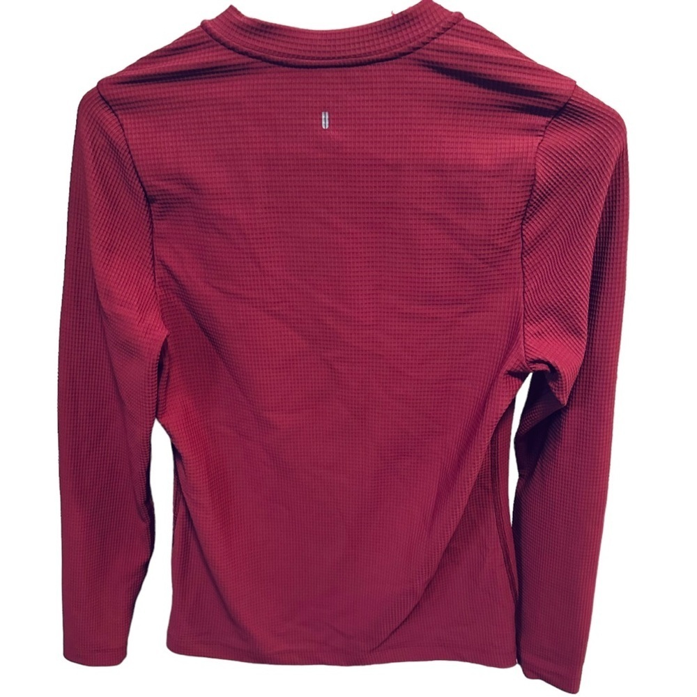 ✌️sold✌️Nobull V-Neck Long Sleeve Waffle Women's Sweatshirt Sz S In Red - Picture 5 of 9